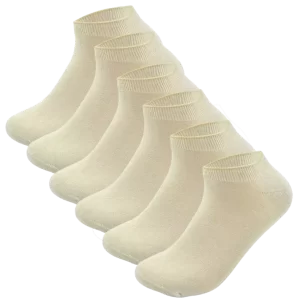 6 par Beige Bambus Ankelstrømper